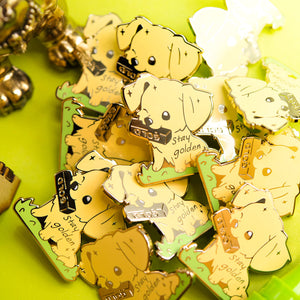 "Stay Golden" Golden Retriever Enamel Pin Brooches & Lapel Pins Flair Fighter