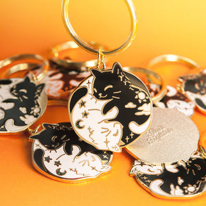 Day & Night Cats Enamel Keychain  Flair Fighter