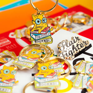 Sorry I'm Fully Booked Cat Enamel Keychain  Flair Fighter