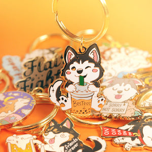 Besteas Boba Husky Enamel Keychain  Flair Fighter