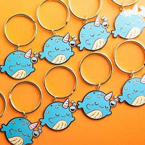 Sleepy Whale Enamel Keychain  Flair Fighter