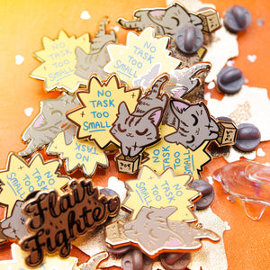No Task Too Small (European Shorthair Cat) Enamel Pin Brooches & Lapel Pins Flair Fighter