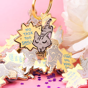 No Task Too Small (European Shorthair Cat) Keychain  Flair Fighter