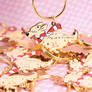 Playtime Golden Retriever Enamel Keychain  Flair Fighter