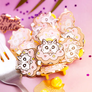 Mochi Pon-De-Ring Donut Cat Enamel Pin Brooches & Lapel Pins Flair Fighter