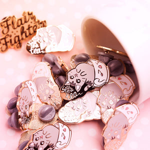 Spill the Tea Cat Enamel Pin Brooches & Lapel Pins Flair Fighter