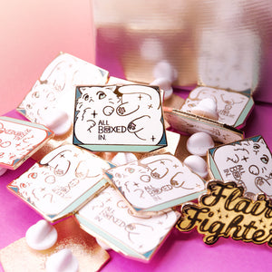All Boxed In (Turkish Angora Cat) Enamel Pin Brooches & Lapel Pins Flair Fighter