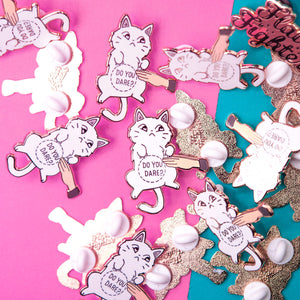 Do You Dare (Khao Manee Cat) Enamel Pin Brooches & Lapel Pins Flair Fighter