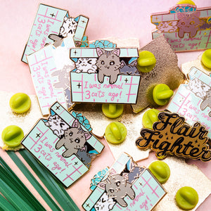 I Was Normal 3 Cats Ago (Domestic Shorthair Cat) Enamel Pin Brooches & Lapel Pins Flair Fighter
