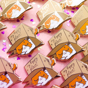 My Happy Place Box (British Shorthair Cat) Enamel Pin Brooches & Lapel Pins Flair Fighter