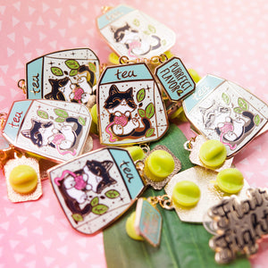 Purrfect Flavor Tea (Tuxedo Cat) Enamel Pin Brooches & Lapel Pins Flair Fighter