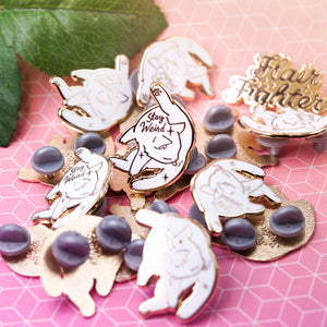 Stay Weird (White Burmilla Cat) Enamel Pin Brooches & Lapel Pins Flair Fighter