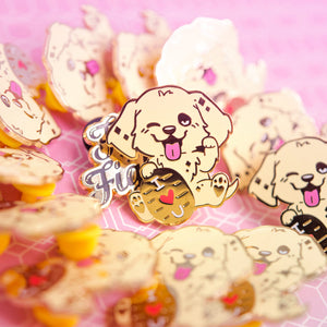 "I Love U" Lucky Golden Retriever Enamel Pin Brooches & Lapel Pins Flair Fighter