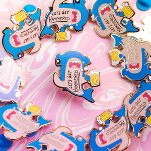 Let's Get Hammered Hammerhead Shark Enamel Pin (Blue Variant) Brooches & Lapel Pins Flair Fighter