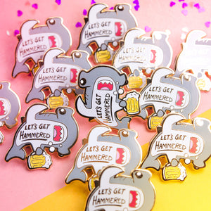 Let's Get Hammered Hammerhead Shark Enamel Pin (Gray Variant) Brooches & Lapel Pins Flair Fighter