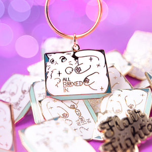 All Boxed In (Turkish Angora Cat) Keychain  Flair Fighter