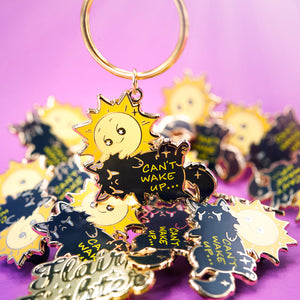Can't Wake Up (Chantilly-Tiffany Black Cat) Keychain  Flair Fighter