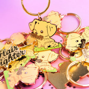 "Stay Golden" Golden Retriever Enamel Keychain  Flair Fighter