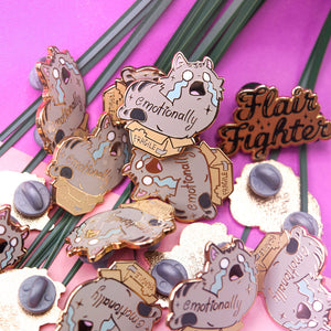 Emotionally Fragile (Maine Coon Cat) Enamel Pin Brooches & Lapel Pins Flair Fighter