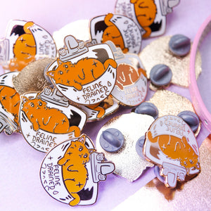 Feline Drained (Havana Brown Cat) Enamel Pin Brooches & Lapel Pins Flair Fighter