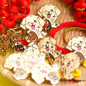 "I Love U" Lucky Golden Retriever Enamel Pin Brooches & Lapel Pins Flair Fighter
