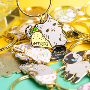 Taco Cat Enamel Keychain  Flair Fighter