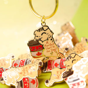 A Purrfect Start To The Day Timmies Version (Scottish Fold Cat) Keychain  Flair Fighter