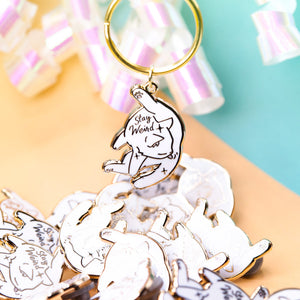 Stay Weird (White Burmilla Cat) Keychain  Flair Fighter