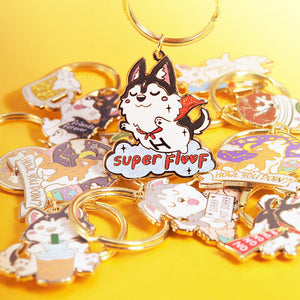 Super Floof Hero Husky Enamel Keychain  Flair Fighter