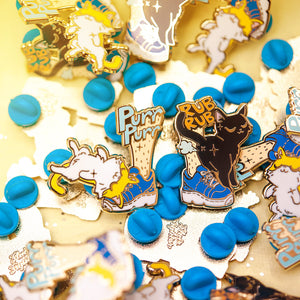 Purr Purr Rub Rub Ver. A Version RIGHT LEG (American Shorthair Cat) Enamel Pin Brooches & Lapel Pins Flair Fighter