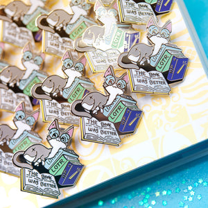 The Book Was Better (Cornish Rex Cat) Enamel Pin Brooches & Lapel Pins Flair Fighter
