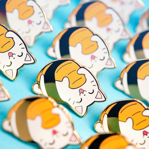 Upside Down Salmon Sushi Cat Enamel Pin Brooches & Lapel Pins Flair Fighter