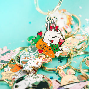 I Carrot About You Bunny Enamel Keychain  Flair Fighter