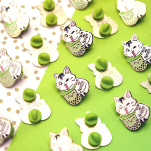 You're My Bestea Boba Cat Enamel Pin (Matcha Green Tea Special Edition) Brooches & Lapel Pins Flair Fighter