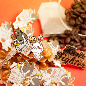 Running on Caffeine Bunnies Enamel Pin Brooches & Lapel Pins Flair Fighter