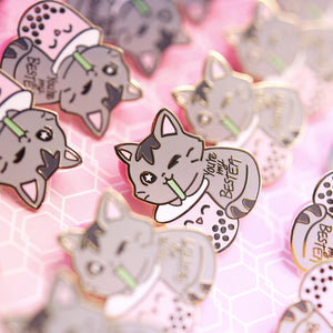You're My Bestea Boba Cat Enamel Pin Brooches & Lapel Pins Flair Fighter