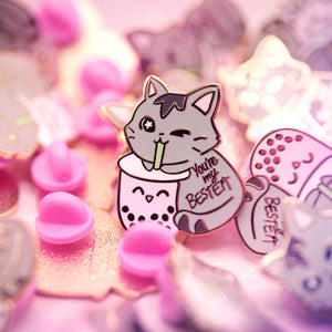 You're My Bestea Boba Cat Enamel Pin Brooches & Lapel Pins Flair Fighter