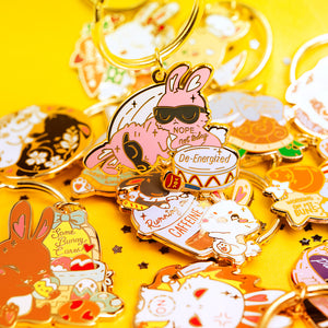 De-Energized Bunny Enamel Keychain  Flair Fighter
