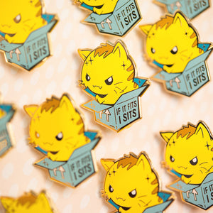 If It Fits I Sits Cat Enamel Pin Brooches & Lapel Pins Flair Fighter
