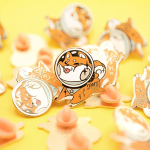 Red Shiba Inu Space Dog Enamel Pin Brooches & Lapel Pins Flair Fighter