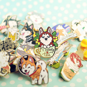 "I Need Tea" Husky Enamel Pin Brooches & Lapel Pins Flair Fighter