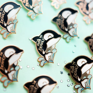 "Cute n Deadly" Orca Killer Whale Enamel Pin Brooches & Lapel Pins Flair Fighter