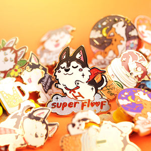 Super Floof Hero Husky Enamel Pin Brooches & Lapel Pins Flair Fighter