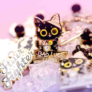 Bad Luck Club Black Cat Enamel Pin Brooches & Lapel Pins Flair Fighter   