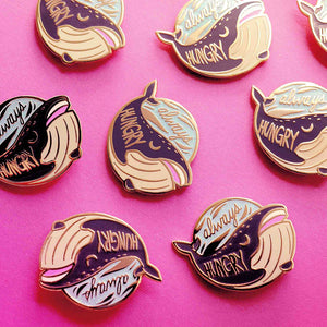 "Always Hungry" Blue Whale Enamel Pin Brooches & Lapel Pins Flair Fighter