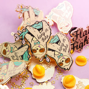 Hang in There Upside Down Sloth Enamel Pin Brooches & Lapel Pins Flair Fighter