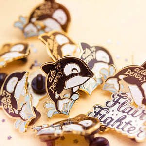 "Cute n Deadly" Orca Killer Whale Enamel Pin Brooches & Lapel Pins Flair Fighter