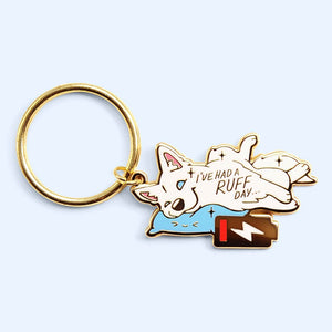 "I've Had a Ruff Day" Husky Enamel Keychain  Flair Fighter