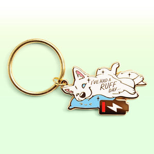 "I've Had a Ruff Day" Husky Enamel Keychain  Flair Fighter