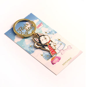 Stubborn Husky Enamel Keychain  Flair Fighter